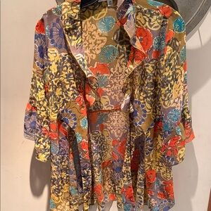 CAbi Multicolor Floral Blouse